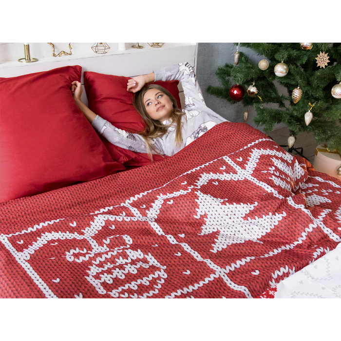 Постельное бельё "Этель" 2 сп Новогодняя вязка 175 х 215 см, 200 х 220 см, 70 х 70 см - 2 шт, поплин