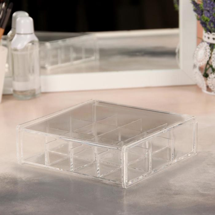Органайзер для хранения косметических принадлежностей "Ящик", 12 секций, цвет прозрачный