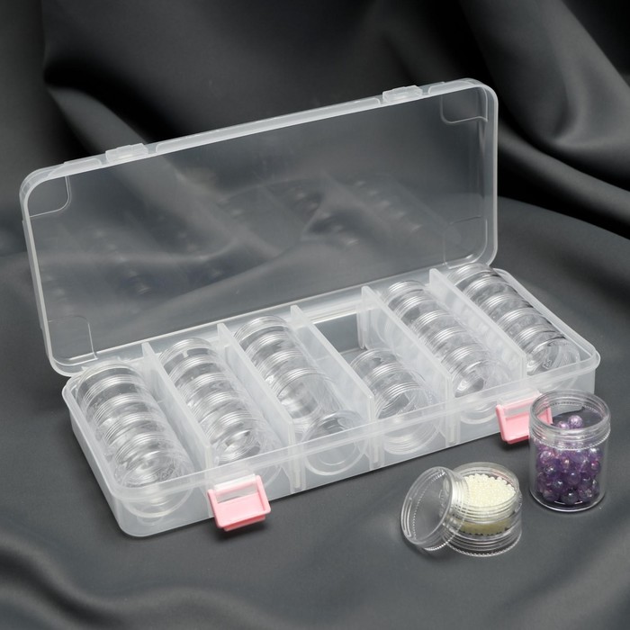 Органайзер для рукоделия, 28 баночек, d=3,7см, цвет прозрачный