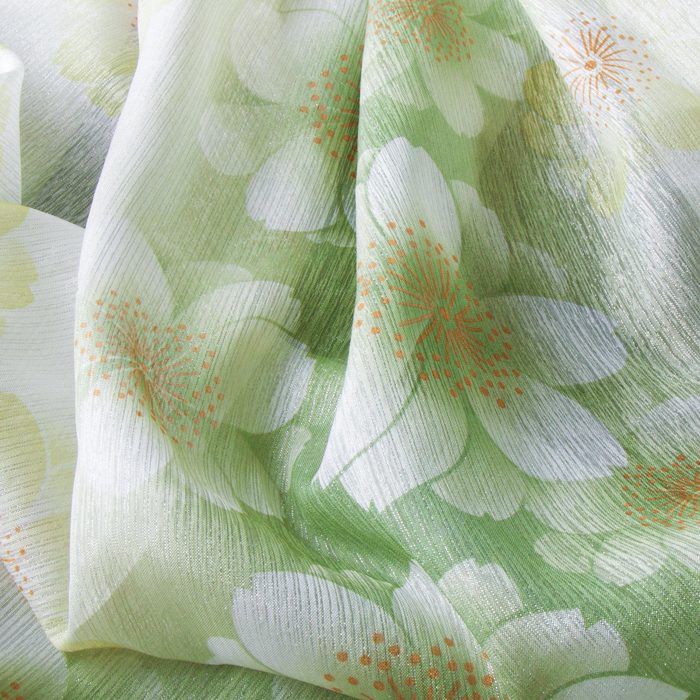 Штора для кухни органза-печать 140х160 см, цв. зеленый, пэ 100%