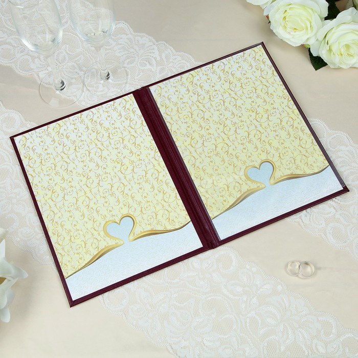 Папка для свидетельства о браке "Бордвоый, под кожу" балакрон, А4