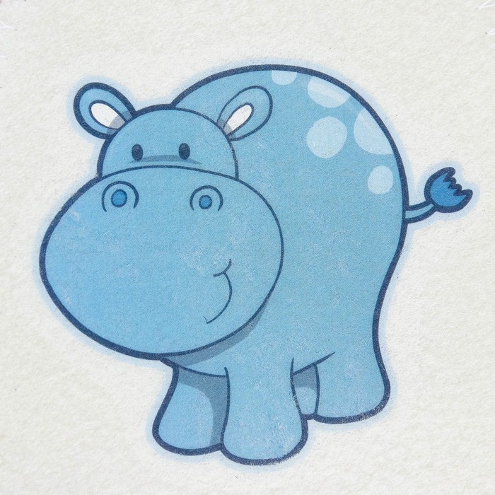 Набор для бани детский "Бегемотик" в косметичке: шапка с принтом, мочалка