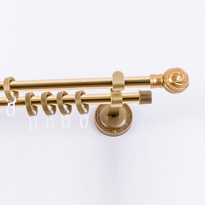 Карниз двухрядный «Фэшн», 400 см, d=1,6 см, с наконечниками «Орион», цвет матовое золото