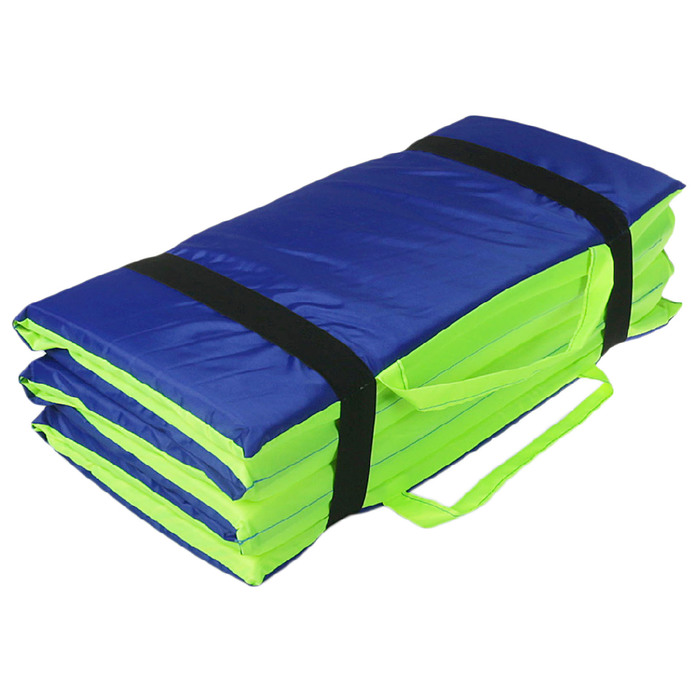 Мат для фитнеса упругий складной,1500х500х20 мм, оксфорд, цвет салатовый/синий