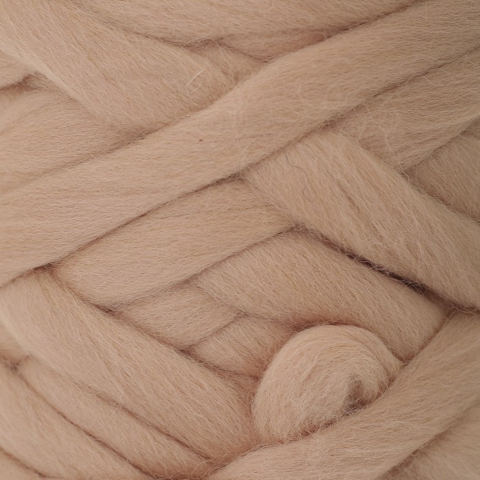 Пряжа "Супер толстая" 100% крученая п/тонкая шерсть 40м/500гр (151 св. персик)