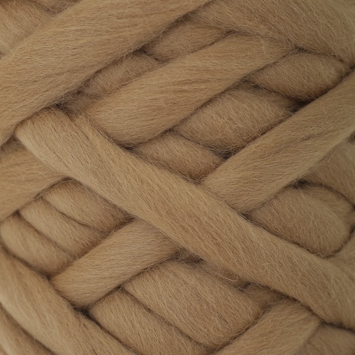 Пряжа "Супер толстая" 100% крученая п/тонкая шерсть 40м/500гр (005 бежевый)