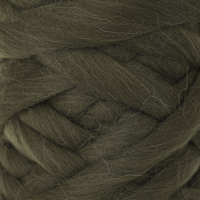 Пряжа "Супер толстая" 100% крученая п/тонкая шерсть 40м/500гр (038 оливковый)