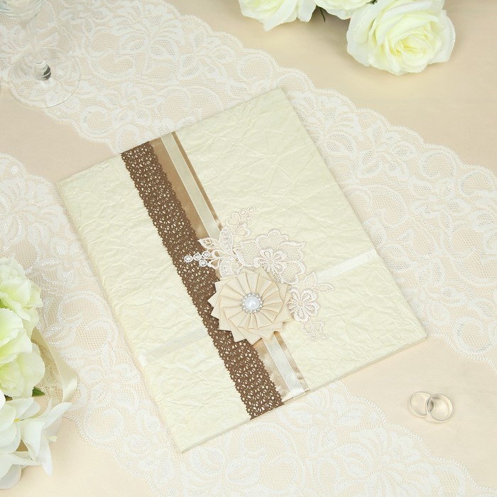 Папка для свидетельства о заключении брака "Мокко", ручной работы