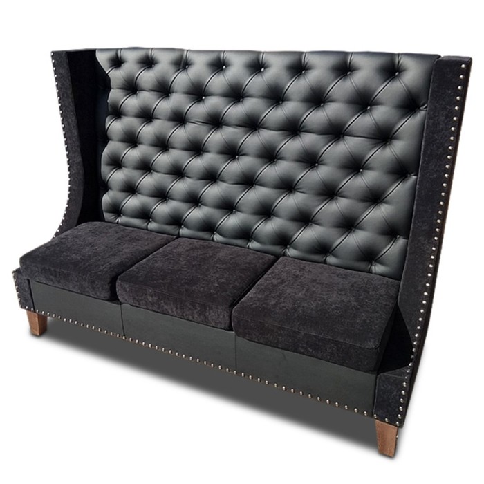 Диван «Каре», 1800 × 700 × 1300 мм, экокожа, цвет чёрный