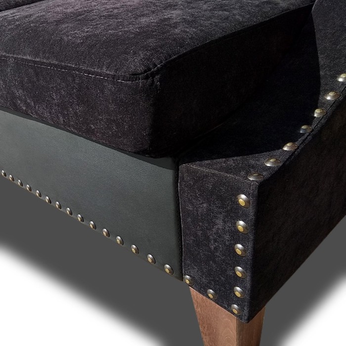 Диван «Каре», 1800 × 700 × 1300 мм, экокожа, цвет чёрный