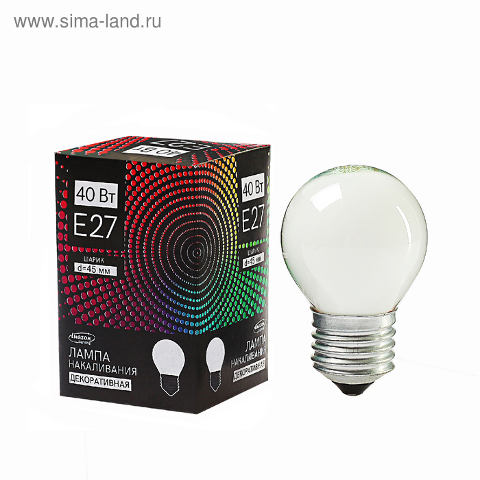 фото Лампа накаливания luazon lighthing e27, 40w, для белт лайта, белая, 220 в luazon lighting