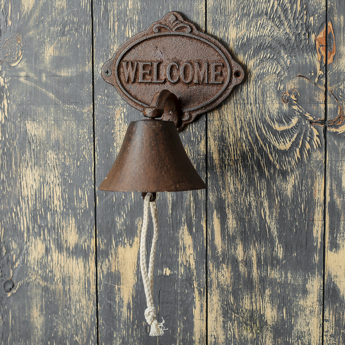 Колокол сувенирный металл "Добро пожаловать" 18х15х13 см