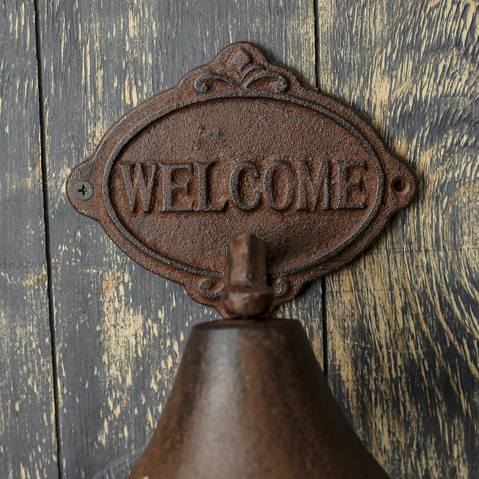 Колокол сувенирный металл "Добро пожаловать" 18х15х13 см