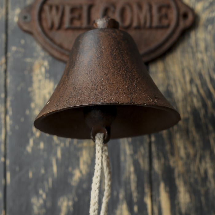 Колокол сувенирный металл "Добро пожаловать" 18х15х13 см