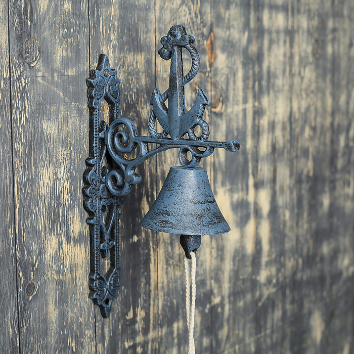 Колокол сувенирный металл "Синий якорь" 32х10х19,5 см