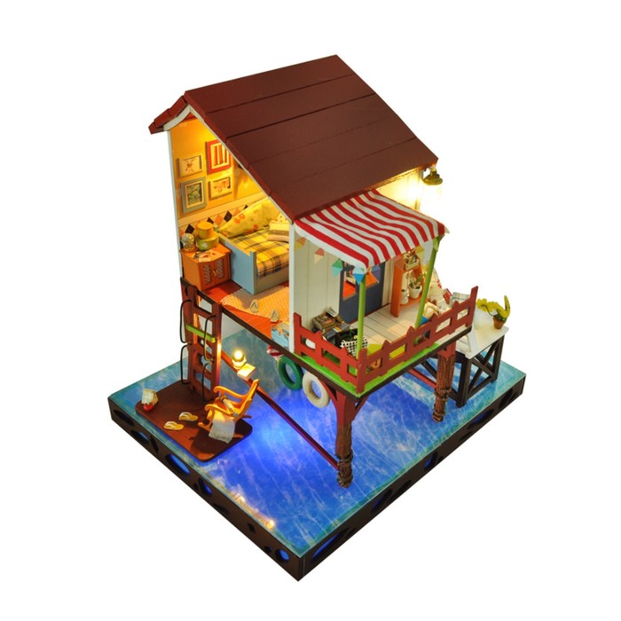 Интерьерный домик - миниатюра, своими руками "Дом на сваях" со светом