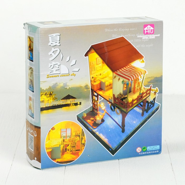 Интерьерный домик - миниатюра, своими руками "Дом на сваях" со светом