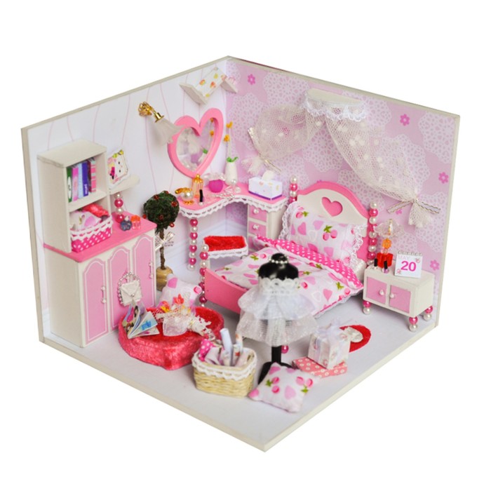 Интерьерный домик - миниатюра, своими руками "Комната для девочки - милота" со светом