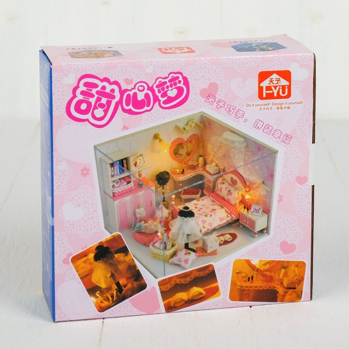 Интерьерный домик - миниатюра, своими руками "Комната для девочки - милота" со светом