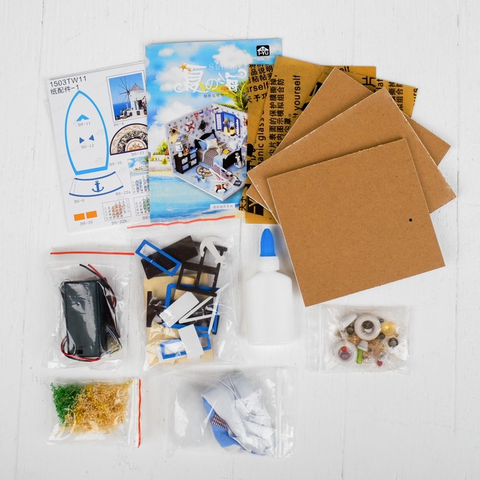 Интерьерный домик - миниатюра, своими руками "Комната в морском стиле" со светом