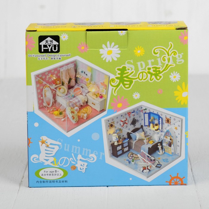 Интерьерный домик - миниатюра, своими руками "Комната в морском стиле" со светом