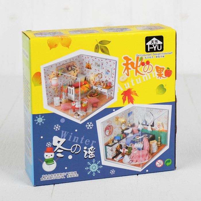 Интерьерный домик - миниатюра, своими руками "Комната с вишенками" со светом