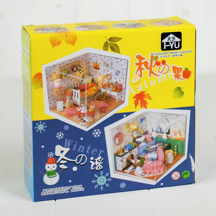 Интерьерный домик - миниатюра, своими руками "Комната с камином" со светом