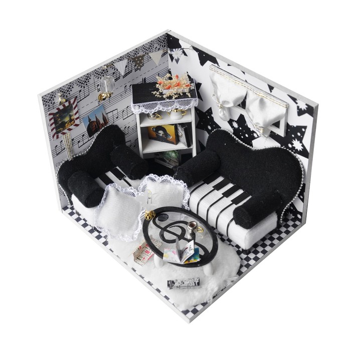 Интерьерный домик - миниатюра, своими руками "Комната в стиле поп-арт" со светом