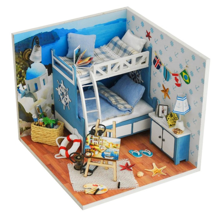 Интерьерный домик - миниатюра, своими руками "Комната маленьких путешественников" со светом 363034