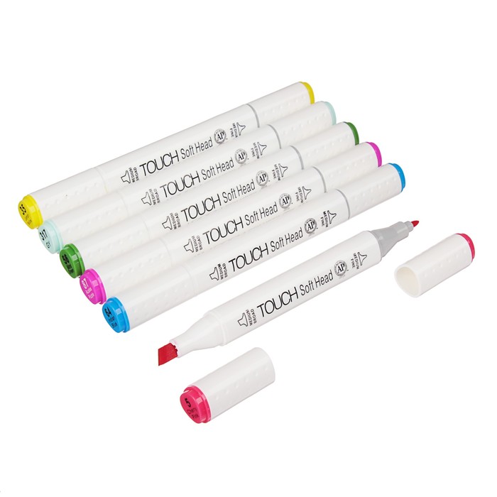 Набор маркеров профессиональных двусторонних 6шт/6цв Стандарт MS-888