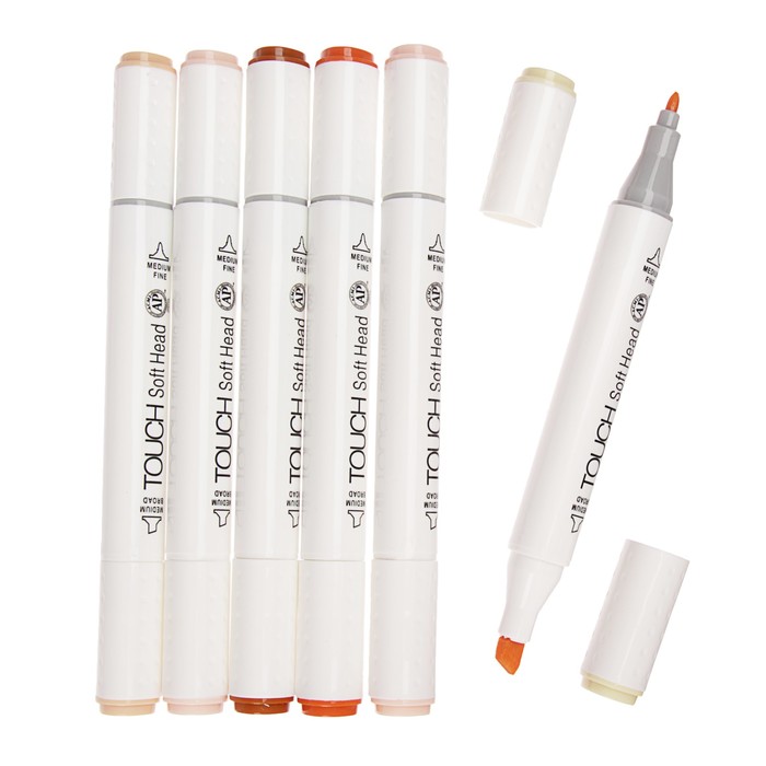 Набор маркеров профессиональных двусторонних 6шт/6цв Телесные оттенки MS-888