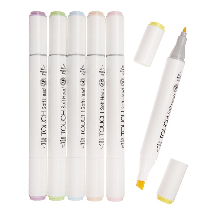 Набор маркеров профессиональных двусторонних 6шт/6цв Пастель MS-888