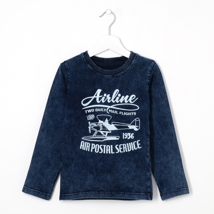 Лонгслив для мальчика Airline синий вареный, рост 98-104