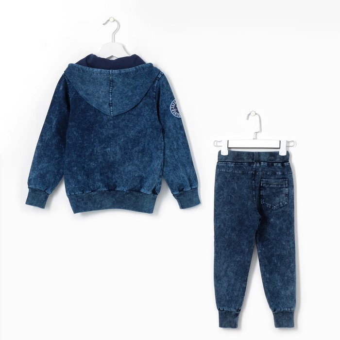 Спортивный костюм для мальчика World синий вареный, рост 104-110