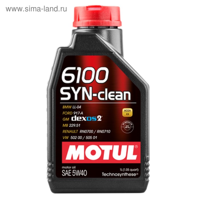 Масло моторное Motul 6100 SYN-CLEAN 5W40, 1 л 107941 motul моторное масло motul 6100 syn clean 5w 40 1 л