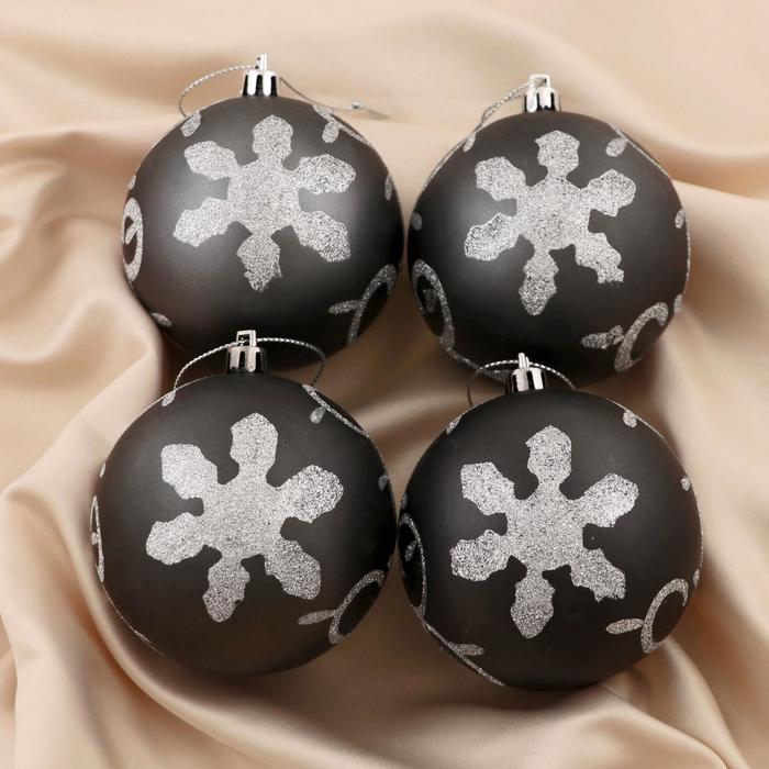 Набор шаров пластик d-8 см 4 шт "Ночка" рисунок