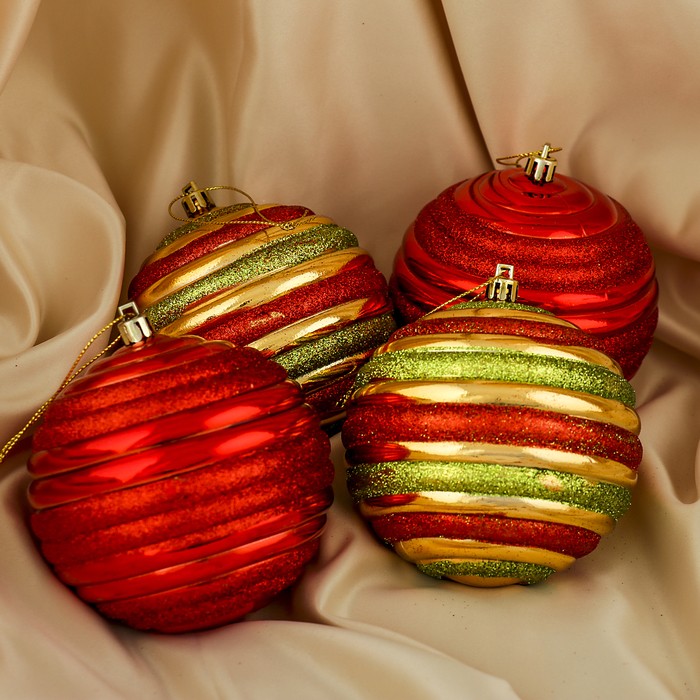 Набор шаров пластик d-10 см 4 шт "Сюита" микс