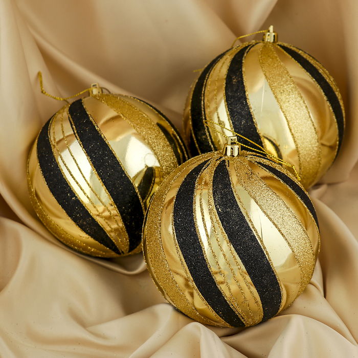 Набор шаров пластик d-12 см 3 шт "Сюита" золото