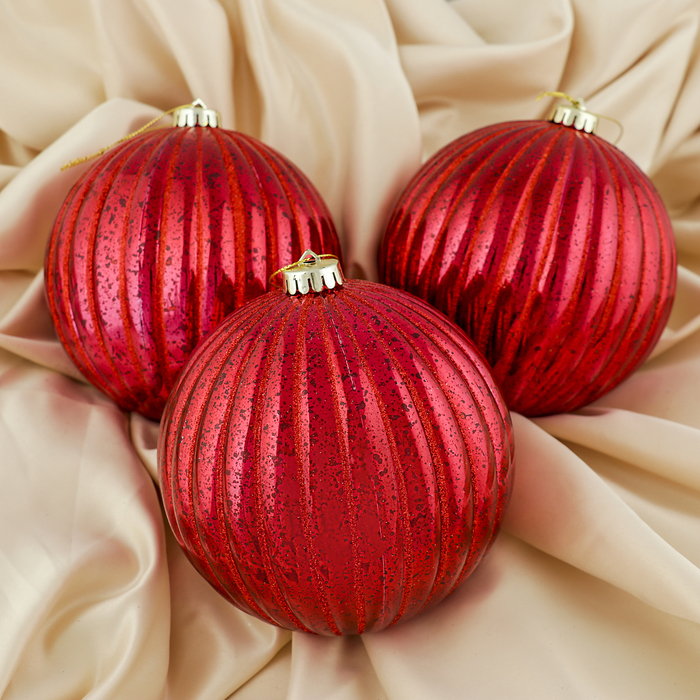 Набор шаров пластик d-15 см 3 шт "Корделия" красный