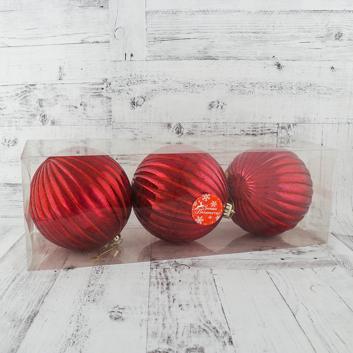 Набор шаров пластик d-15 см 3 шт "Корделия" красный