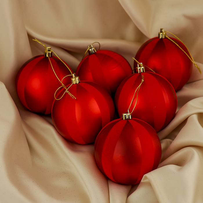 Набор шаров пластик d-8 см 6 шт "Лимма" красный бархат