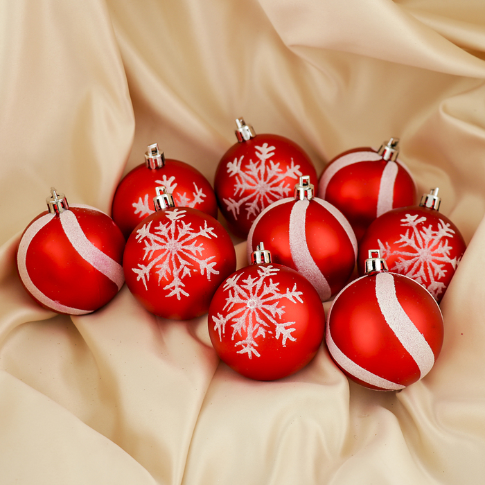 Набор шаров пластик d-6 см 9 шт " Лимма" красный