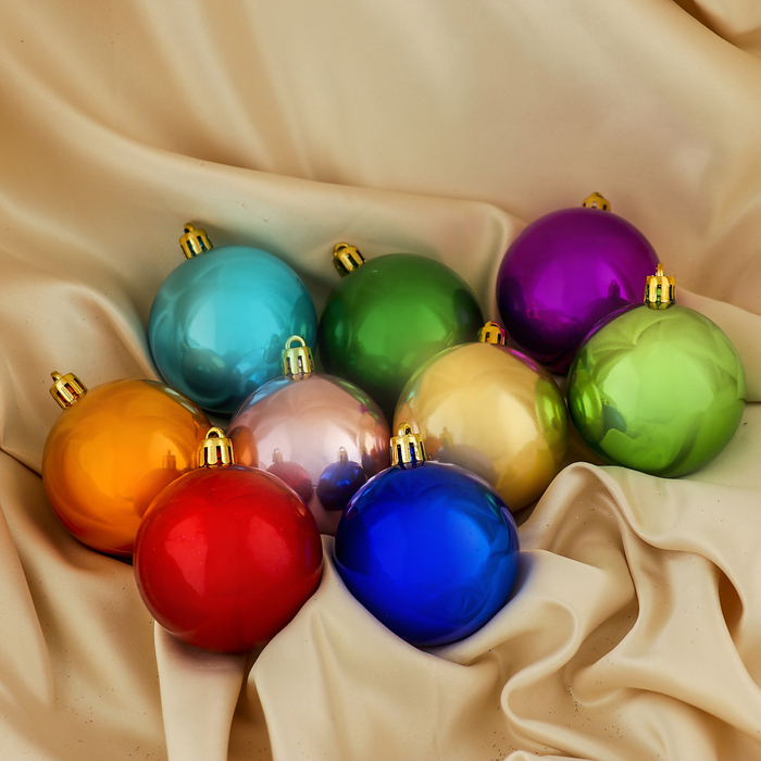 Набор шаров пластик d-6 см 9 шт " Лимма" глянец микс