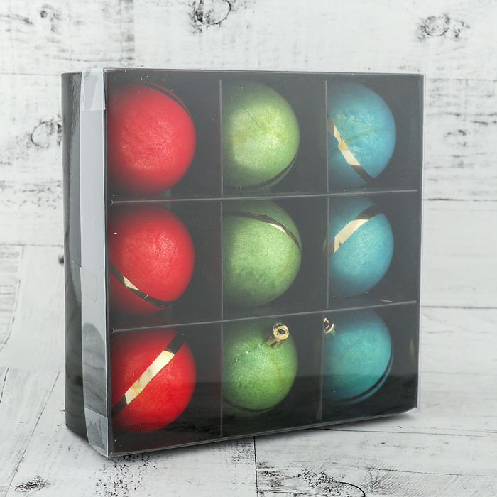 Набор шаров пластик d-6 см 9 шт " Лимма" бархат микс