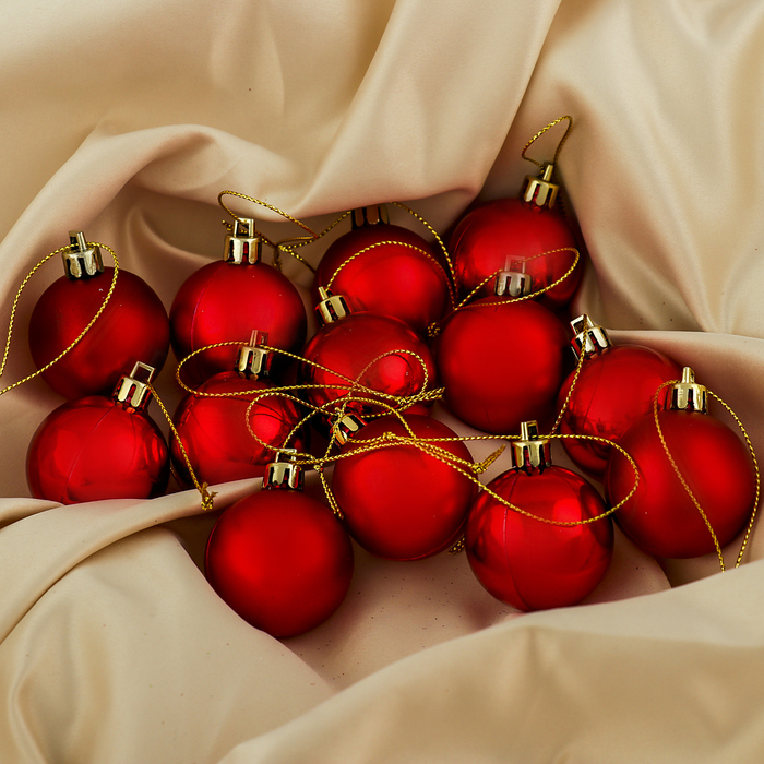 Набор шаров пластик d-4 см 36 шт " Однотонный" красный