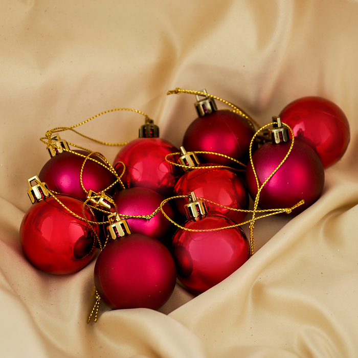 Набор шаров пластик d-4 см 36 шт " Однотонный" бордо