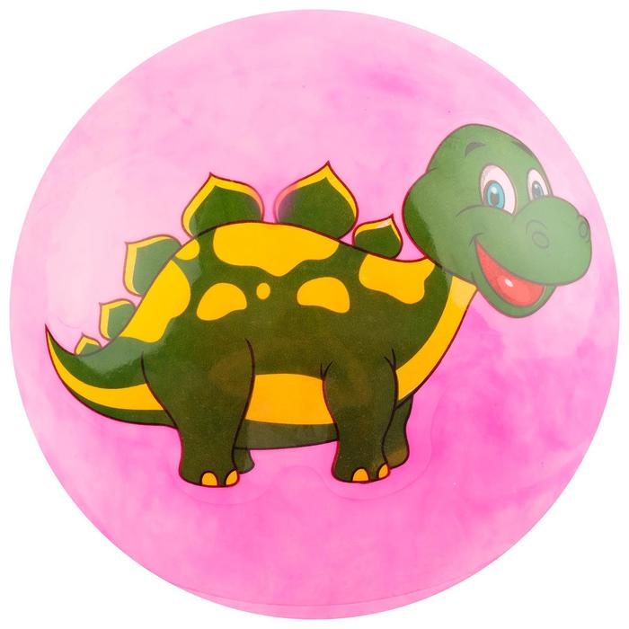 Мяч детский «Динозаврики», d=25 см, 60 г, цвет розовый
