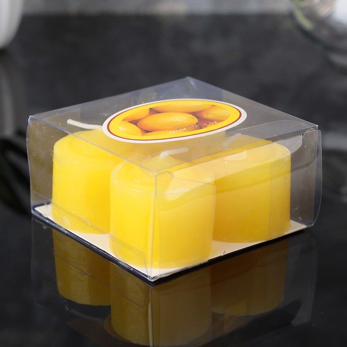 Набор свечей ароматических, 4шт, 3,5х3,5см, лимон