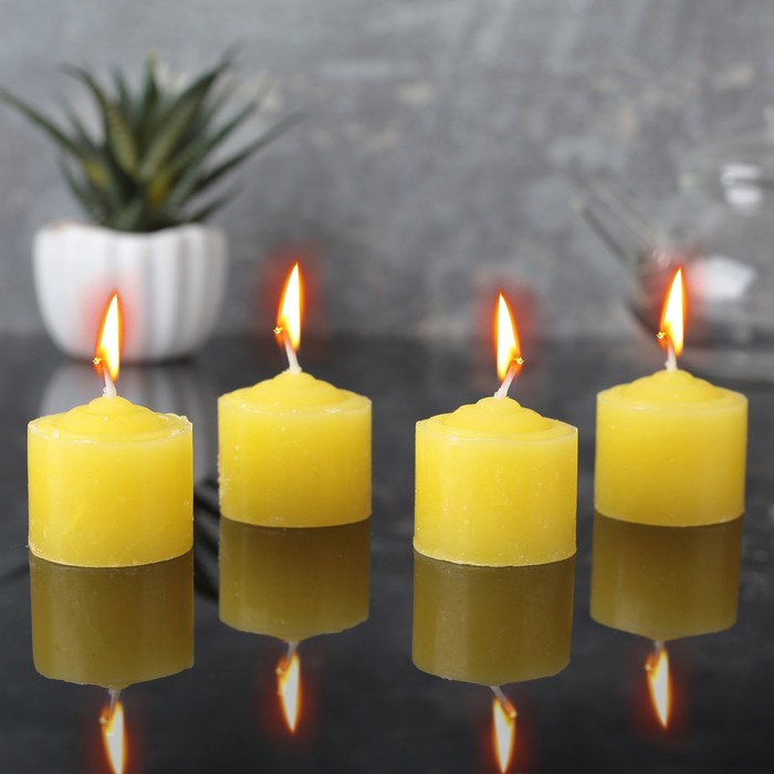 Набор свечей ароматических, 4шт, 3,5х3,5см, лимон