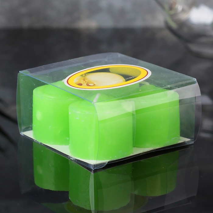 Набор свечей ароматических, 4шт, 3,5х3,5см, яблоко